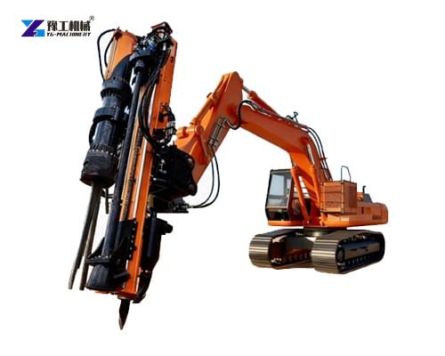 hydraulic rock drill and splitter mounted on excavator