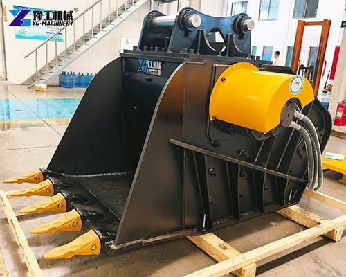 excavator rock crusher bucket attachment
